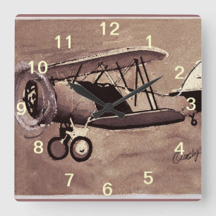 Vintage Flugzeug-Wand-Uhr Quadratische Wanduhr
