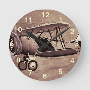 Vintage Flugzeug-Wand-Uhr Runde Wanduhr