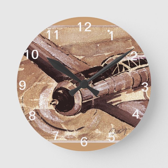 Vintage Flugzeug-Wand-Uhr Runde Wanduhr (Vorderseite)
