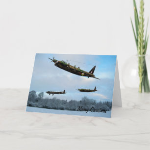Vintage-Flugzeug-Weihnachtskarte Feiertagskarte