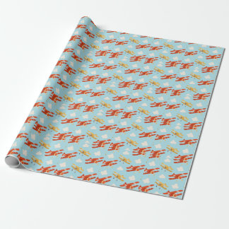 Vintage Flugzeug Wolken Hintergrundmuster Geschenkpapier