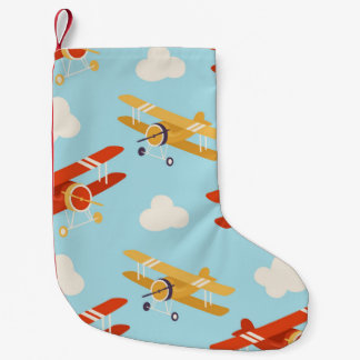 Vintage Flugzeug Wolken Hintergrundmuster Kleiner Weihnachtsstrumpf