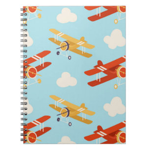 Vintage Flugzeug Wolken Hintergrundmuster Notizblock