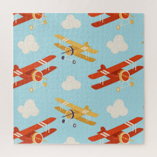 Vintage Flugzeug Wolken Hintergrundmuster Puzzle