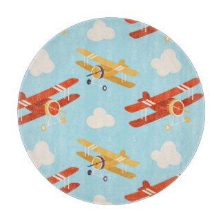 Vintage Flugzeug Wolken Hintergrundmuster Schneidebrett