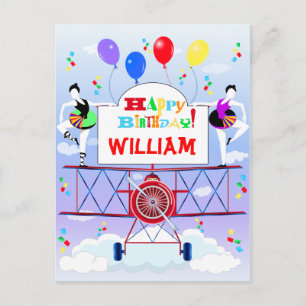 Vintage Flugzeugbesatzung Aviator Acrobat Balloons Postkarte