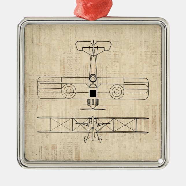Vintage Flugzeugdiagramme Flugzeug Art Ornament Aus Metall (Vorne)