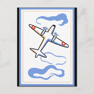 Vintage-Flugzeugdruck Postkarte