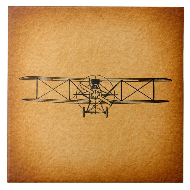 Vintage Flugzeuge Antiflugzeuge Luftfahrt Art Fliese (Vorderseite)