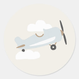 Vintage Flugzeuge Boys Birthday Blue Flugzeug Clas Runder Aufkleber