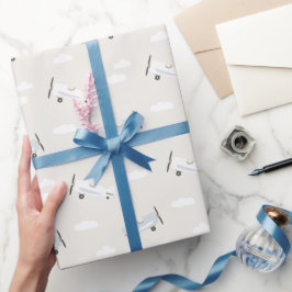 Vintage Flugzeuge Boys Geburtstag Beige Geschenkpapier