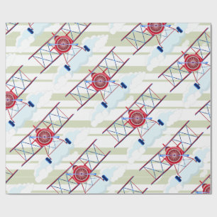 Vintage Flugzeuge Luftwaffe Aviator Streifen Geschenkpapier
