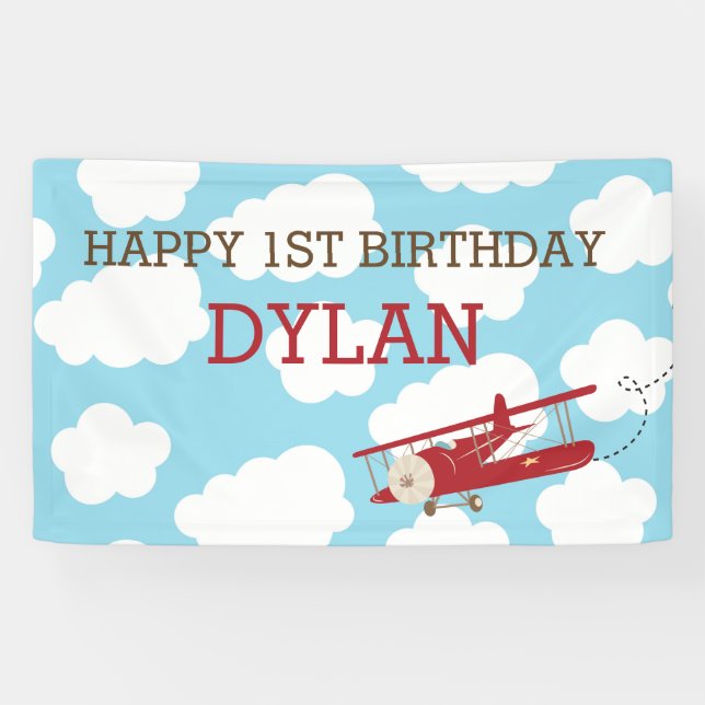 Vintage Flugzeughintergrund / Banner (blau und rot (Horizontal)