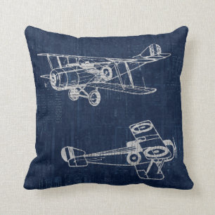 Vintage-Flugzeugkunst-Zeitungs-Text- und Skriptsti Kissen