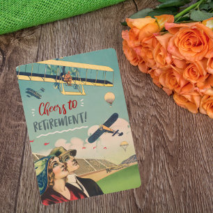 Vintage-Flugzeugpilot-Ruhestandsposter Feiertagskarte