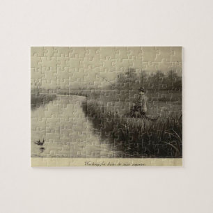 Vintage Fluss-Fischen-Kunst Puzzle