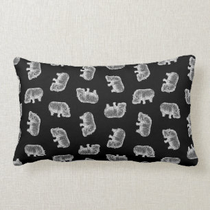 Vintage-Flusspferd-Druckmuster Hippopotamus-Kunst Lendenkissen