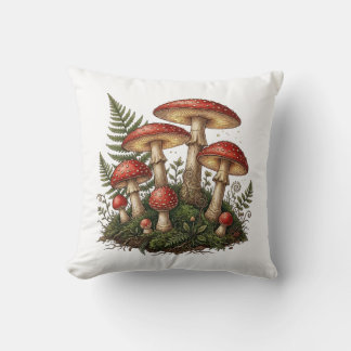 Vintage Fly Agaric Mushroom Illustration Kissen
