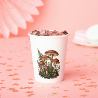 Vintage Fly Agaric Mushroom Illustration Pappbecher