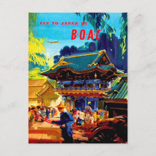 Vintage FLY TO JAPAN BY B.O.A.C Frank Wootton Postkarte