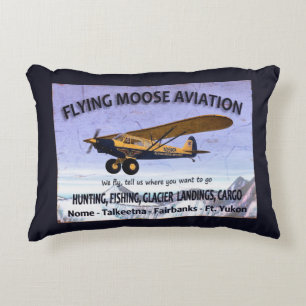 Vintage Flying Moose Aviation Schild Dekokissen