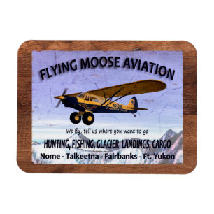 Vintage Flying Moose Aviation Schild Magnet