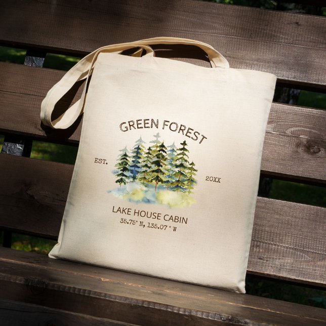 Vintage Foggy Green Forest Tragetasche (In situ)