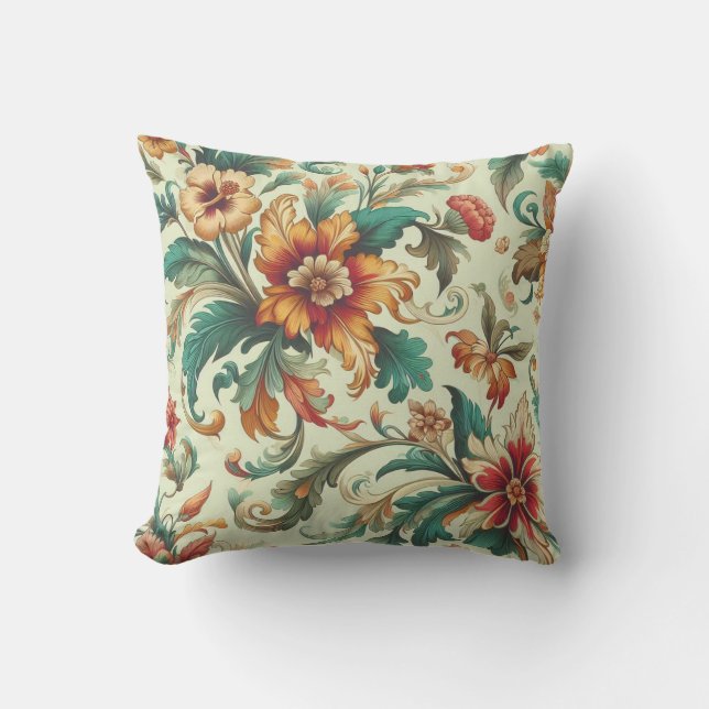 Vintage Folien mit hellgrünem Hintergrund Kissen (Vorderseite)