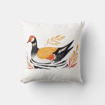 Vintage-Folk-Enten-Wald-Akzent-Wurfkissen