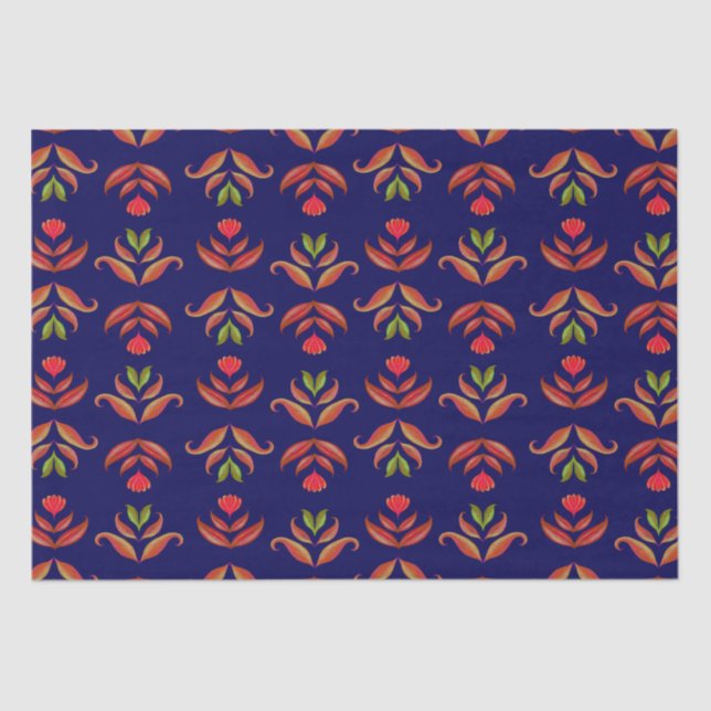 Vintage Folklorekunst Blume Gemütlich und rustikal Seidenpapier (Vorderseite)