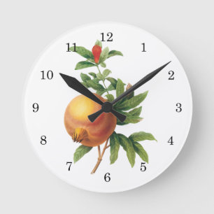Vintage Food Fruit, Pomegranate by Redoute Runde Wanduhr
