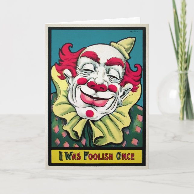 Vintage Foolish Clown Geburtstagskarte Feiertagskarte (Vorderseite)