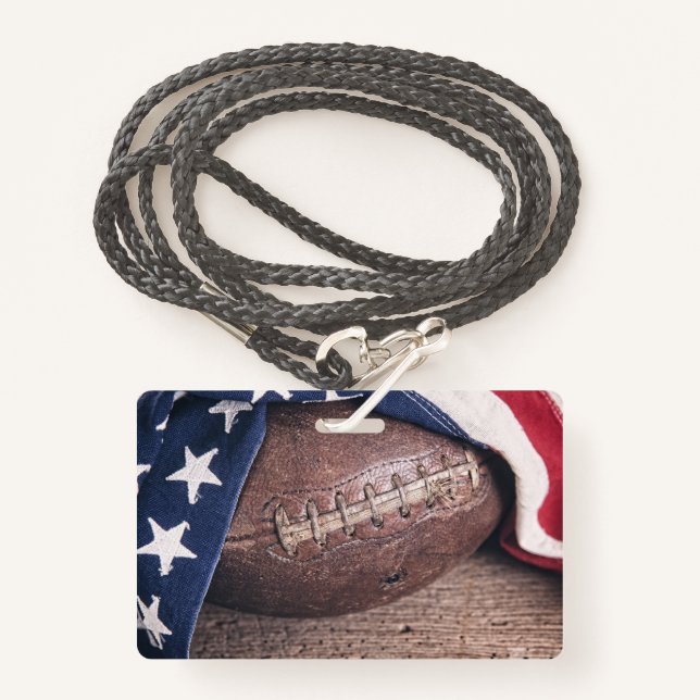 Vintage Football and Flag Ausweis (Vorderseite mit Schlüsselband)