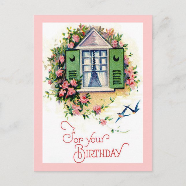 Vintage For Your Birthday Card Postkarte (Vorderseite)