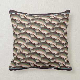 Vintage-Forellen-Wasserfarbenmuster Kissen
