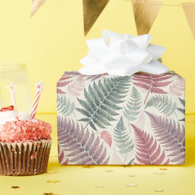Vintage Forest Ferns Botanical Print Geschenkpapier (Geburtstagsparty)