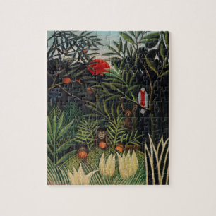 Vintage Forest Monkeys & Bird Illustration Art Puzzle