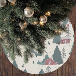 Vintage Forest Winter Polyester Weihnachtsbaumdecke