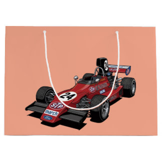 Vintage-Formel-Rennwagen-Geschenktasche | Retro-Re Große Geschenktüte