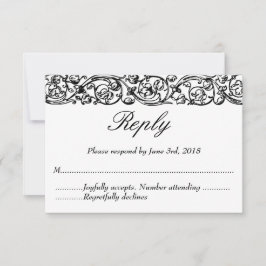 Vintage formelle Schwarz-Weiß-Hochzeit RSVP Karte