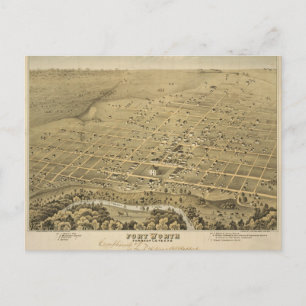 Vintage-Fort-Worth-Karte als Postkarte