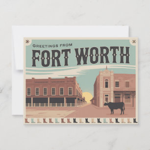 Vintage-Fort-Worth-Postkarte Grüße Postkarte