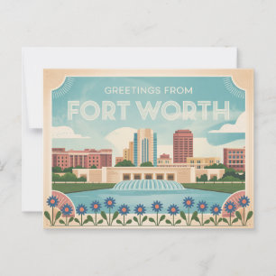 Vintage-Fort-Worth-Postkarte Grüße Postkarte