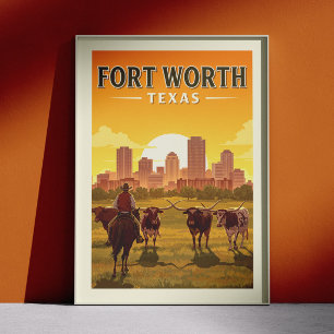 Vintage Fort Worth Texas Poster