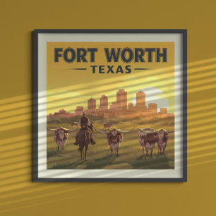 Vintage Fort Worth Texas Poster