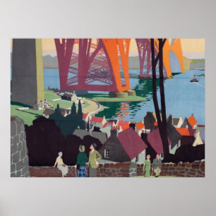 Vintage Forth Bridge Schottlands Bahnbetrieb und B Poster