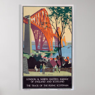 Vintage Forth Bridge Schottlands Bahnbetrieb und B Poster