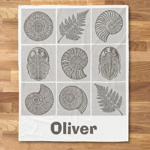 Vintage Fossilien- und Farnmuster Fleecedecke