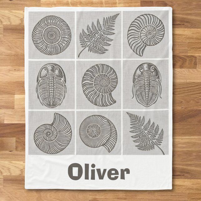 Vintage Fossilien- und Farnmuster Fleecedecke (Von Creator hochgeladen)