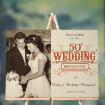 Vintage-Foto 50. Hochzeitstag Willkommen